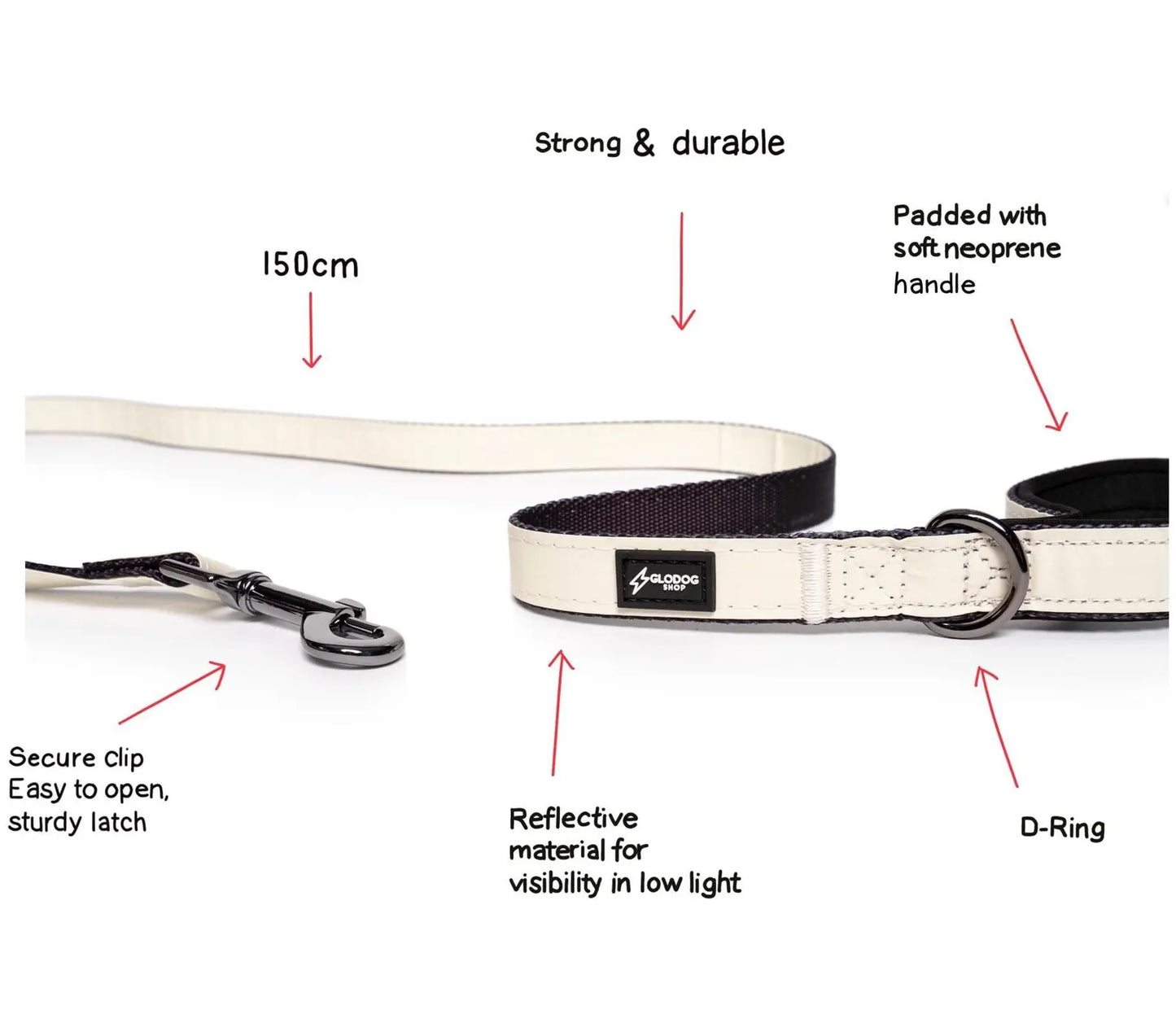Reflective Dog Lead: Nylon Webbing with Padded Handle