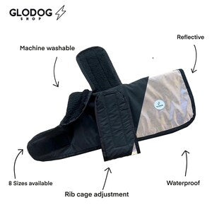 Reflective Waterproof Dog Coat: Fleece Lined, Harness Hole, machine washable adjustable
