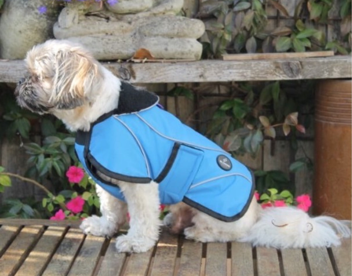 Blue Reflective Fleece Lined Waterproof Dog Coat
