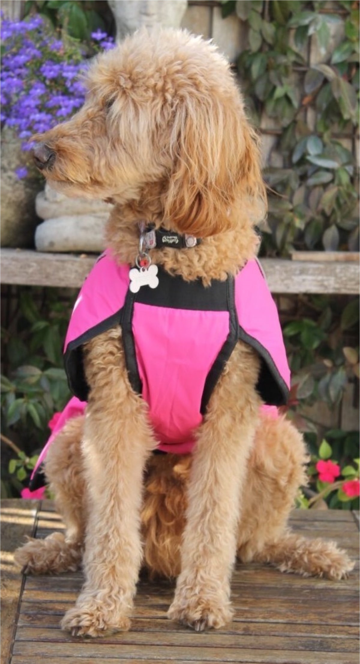 Pink Reflective Fleece Lined Waterproof Dog Coat