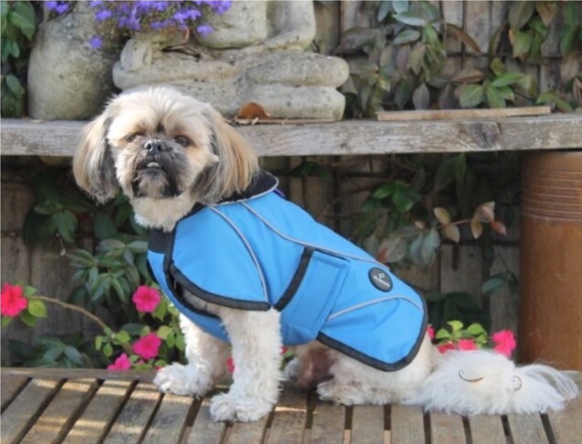 Blue Reflective Fleece Lined Waterproof Dog Coat