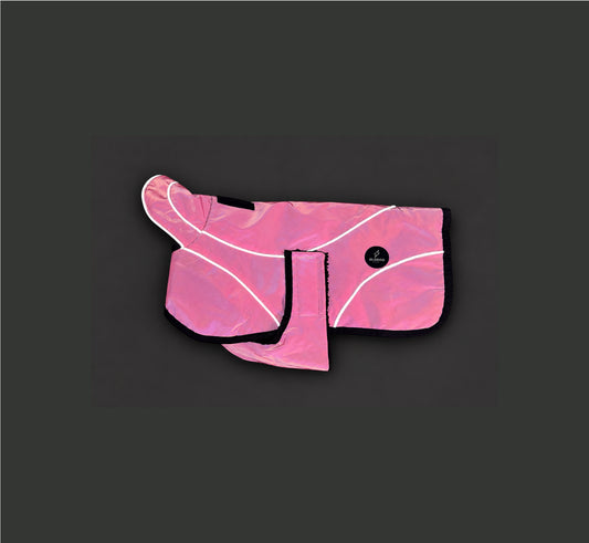 Pink Reflective Fleece Lined Waterproof Dog Coat